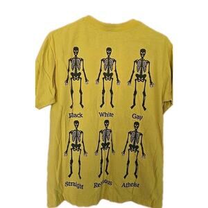 Pleasures Bones Men's Shirt Size M Short Sleeve Yellow